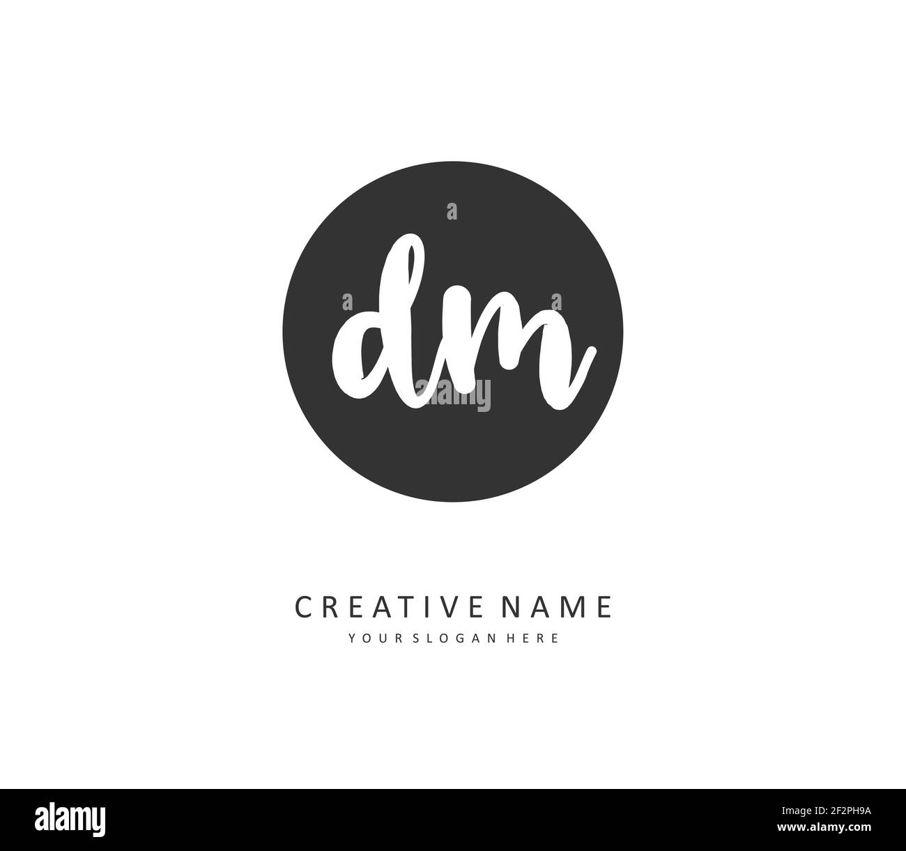 D M DM Anfangsbuchstabenhandschrift und Signaturlogo. Ein Konzept handschriftlich Initiallogo mit Template-Element. Stock Vektor