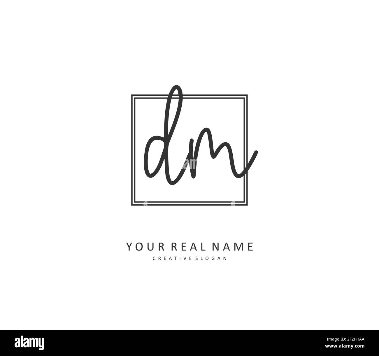 D M DM Anfangsbuchstabenhandschrift und Signaturlogo. Ein Konzept handschriftlich Initiallogo mit Template-Element. Stock Vektor