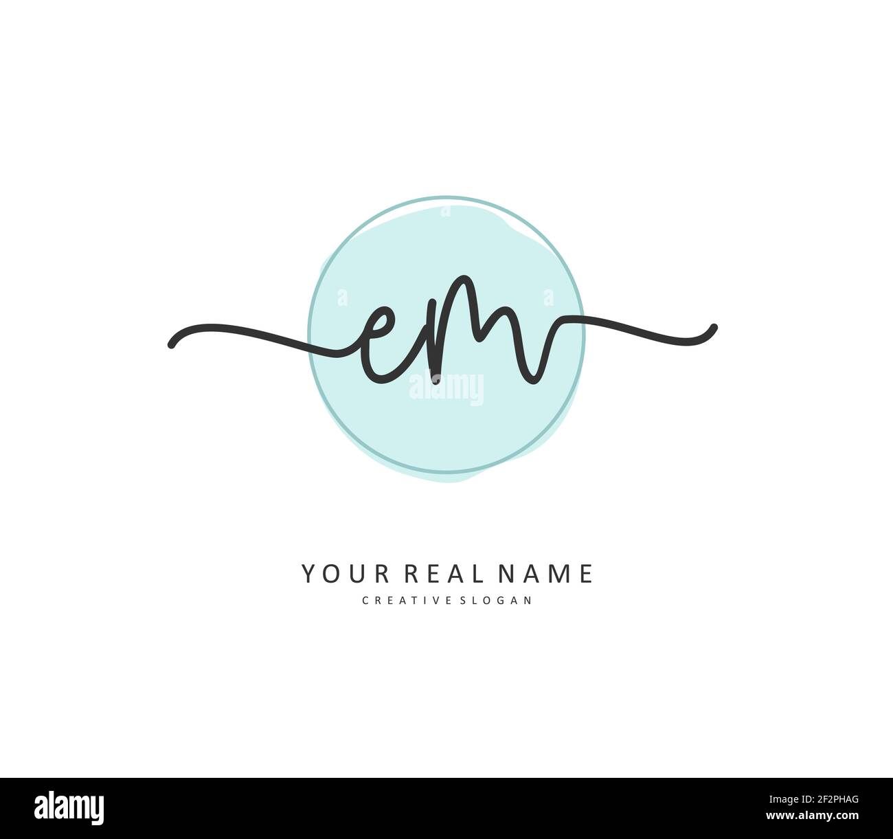 E M EM Anfangsbuchstabenhandschrift und Signaturlogo. Ein Konzept handschriftlich Initiallogo mit Template-Element. Stock Vektor