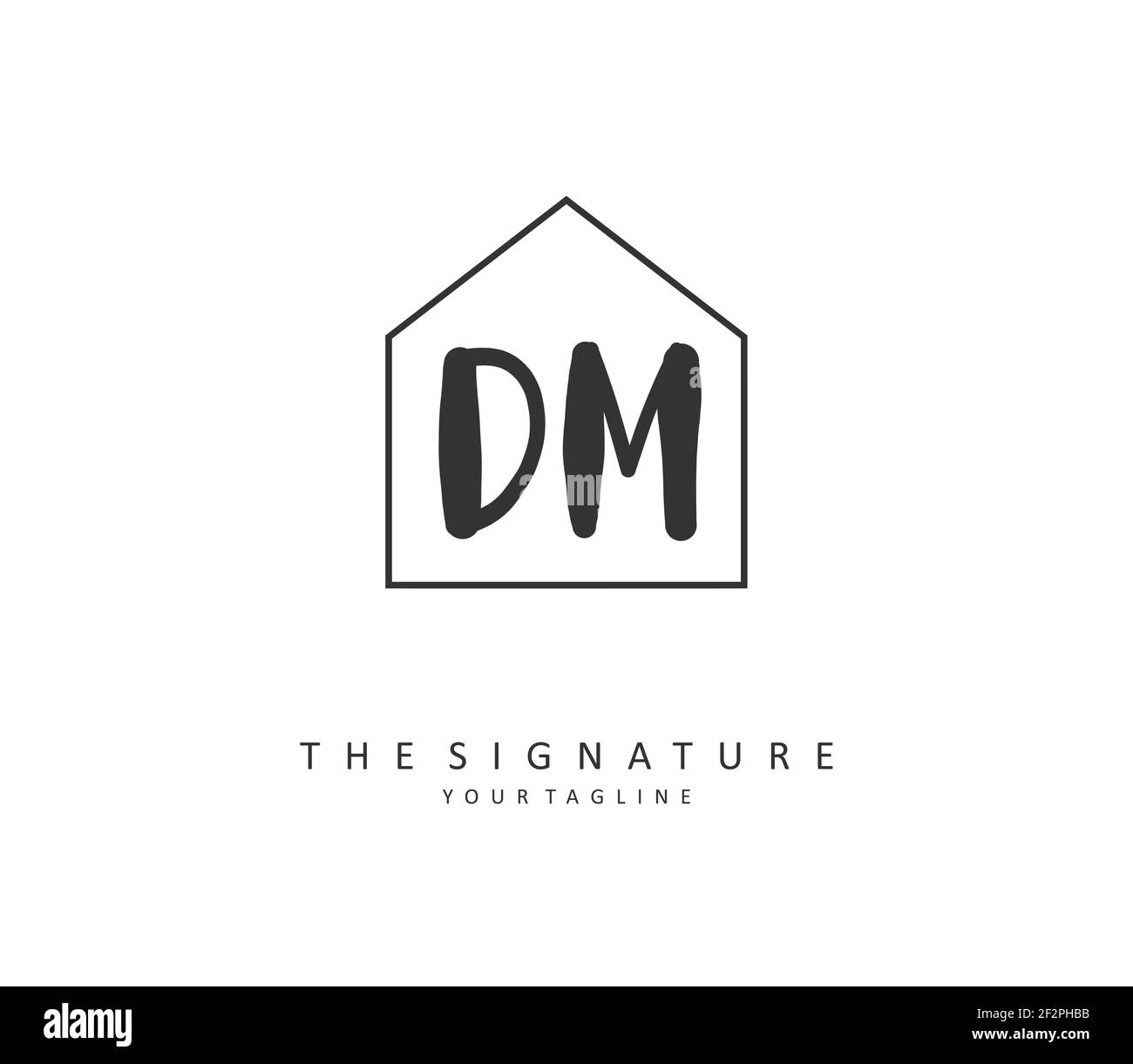 D M DM Anfangsbuchstabenhandschrift und Signaturlogo. Ein Konzept handschriftlich Initiallogo mit Template-Element. Stock Vektor