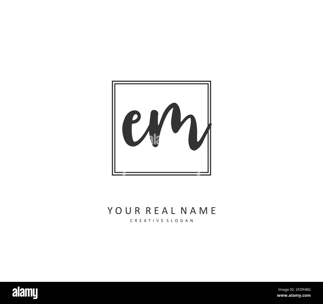 E M EM Anfangsbuchstabenhandschrift und Signaturlogo. Ein Konzept handschriftlich Initiallogo mit Template-Element. Stock Vektor