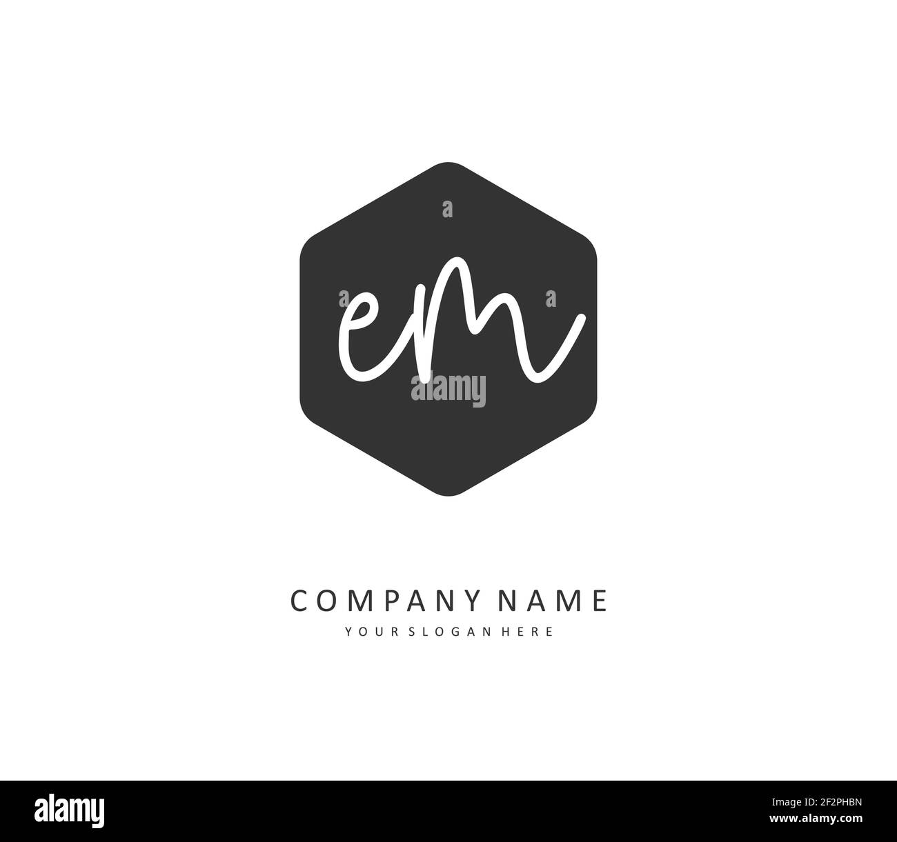 E M EM Anfangsbuchstabenhandschrift und Signaturlogo. Ein Konzept handschriftlich Initiallogo mit Template-Element. Stock Vektor