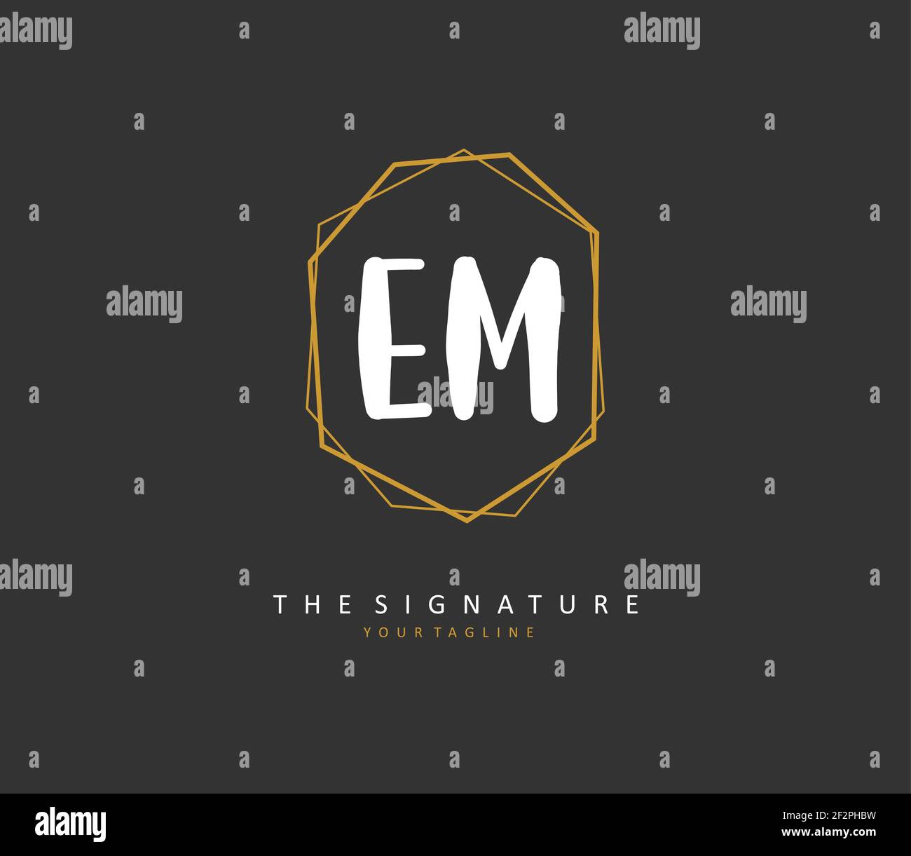 E M EM Anfangsbuchstabenhandschrift und Signaturlogo. Ein Konzept handschriftlich Initiallogo mit Template-Element. Stock Vektor