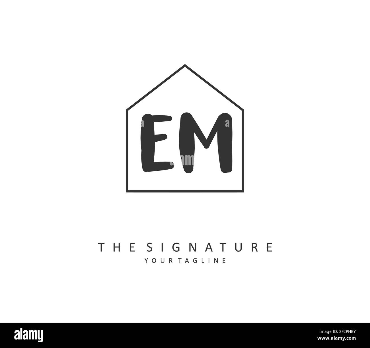 E M EM Anfangsbuchstabenhandschrift und Signaturlogo. Ein Konzept handschriftlich Initiallogo mit Template-Element. Stock Vektor