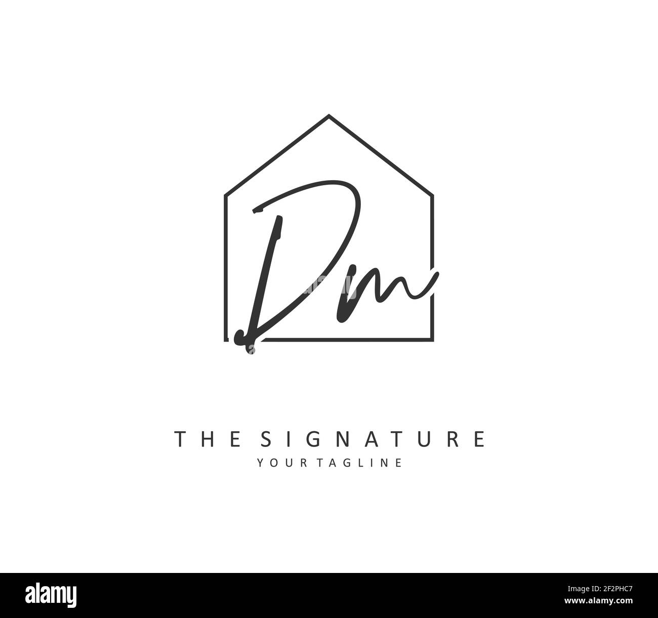 D M DM Anfangsbuchstabenhandschrift und Signaturlogo. Ein Konzept handschriftlich Initiallogo mit Template-Element. Stock Vektor