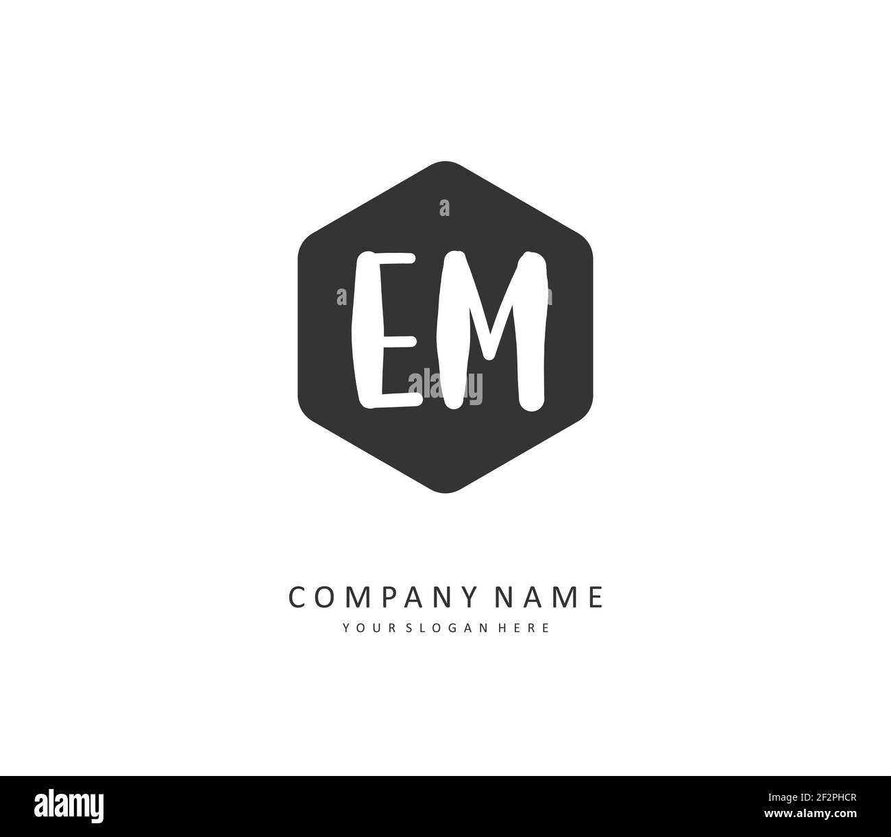 E M EM Anfangsbuchstabenhandschrift und Signaturlogo. Ein Konzept handschriftlich Initiallogo mit Template-Element. Stock Vektor