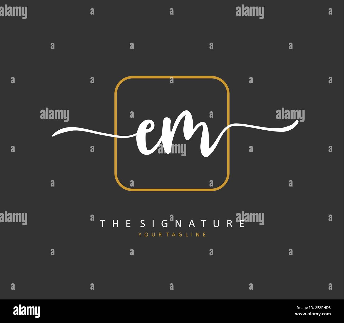 E M EM Anfangsbuchstabenhandschrift und Signaturlogo. Ein Konzept handschriftlich Initiallogo mit Template-Element. Stock Vektor