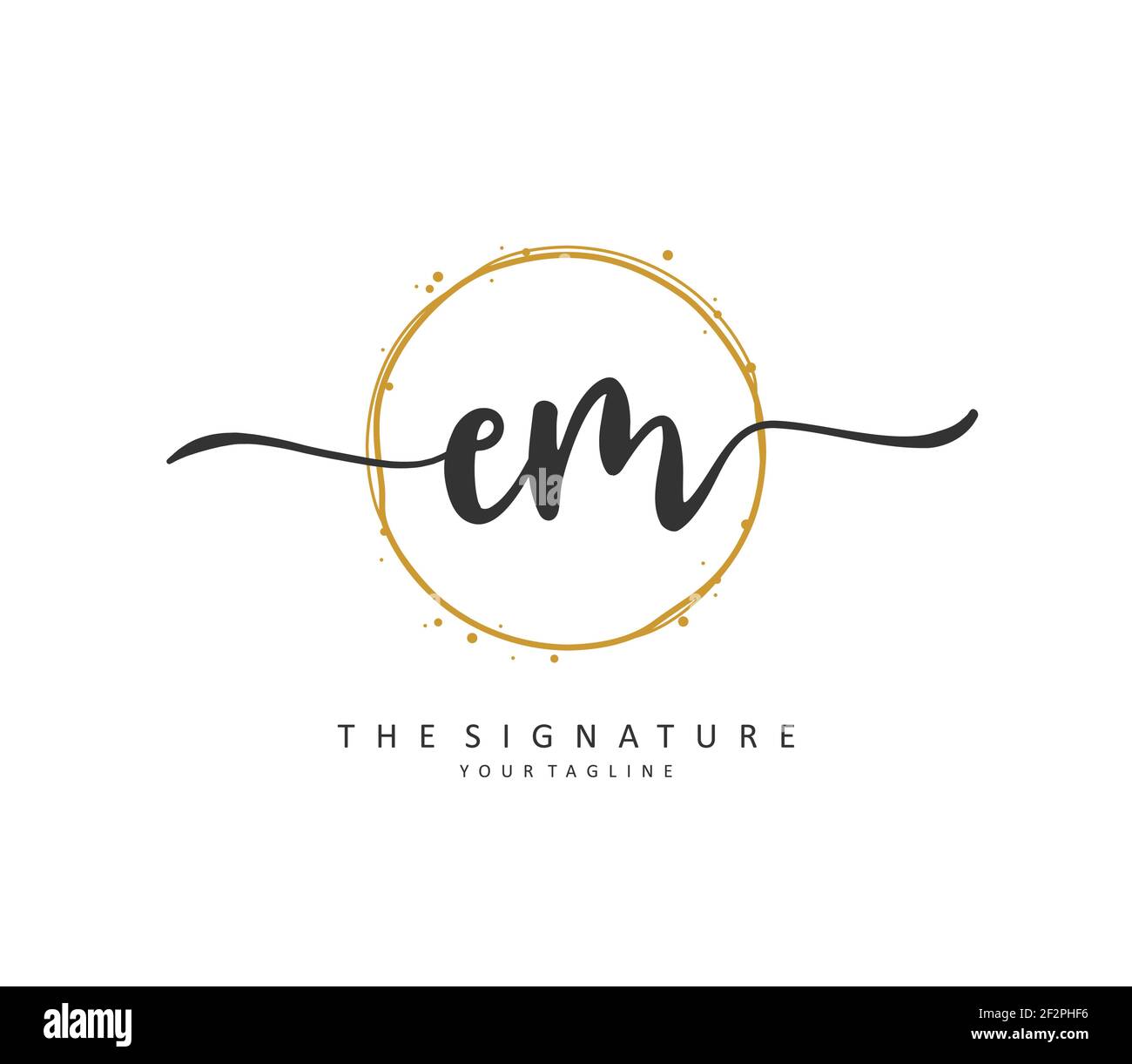 E M EM Anfangsbuchstabenhandschrift und Signaturlogo. Ein Konzept handschriftlich Initiallogo mit Template-Element. Stock Vektor