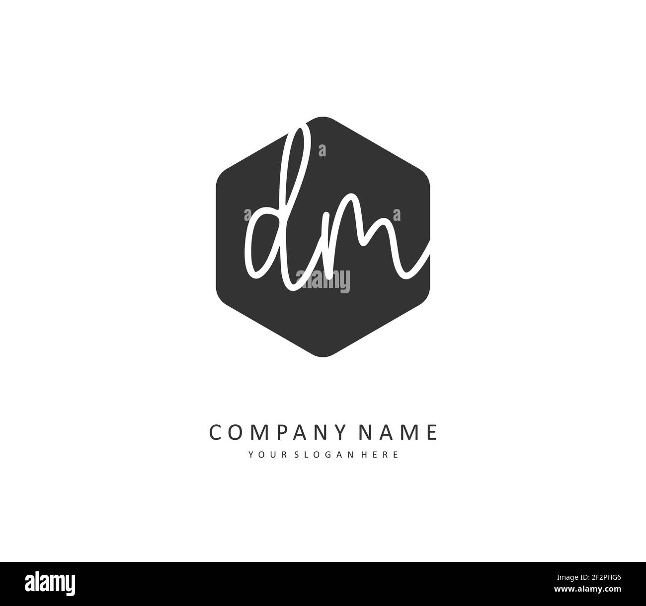 D M DM Anfangsbuchstabenhandschrift und Signaturlogo. Ein Konzept handschriftlich Initiallogo mit Template-Element. Stock Vektor