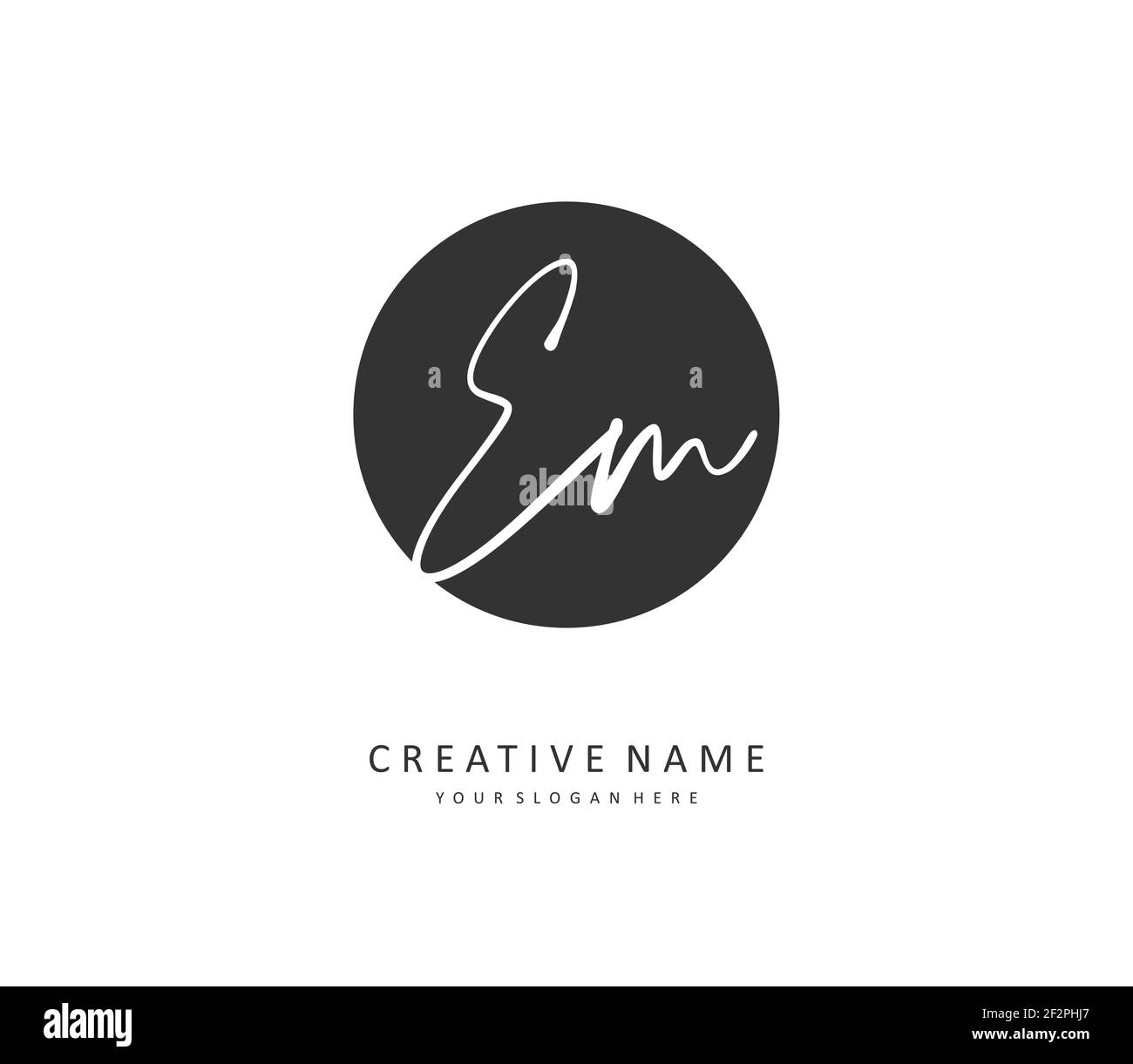 E M EM Anfangsbuchstabenhandschrift und Signaturlogo. Ein Konzept handschriftlich Initiallogo mit Template-Element. Stock Vektor