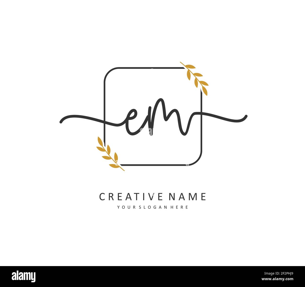 E M EM Anfangsbuchstabenhandschrift und Signaturlogo. Ein Konzept handschriftlich Initiallogo mit Template-Element. Stock Vektor