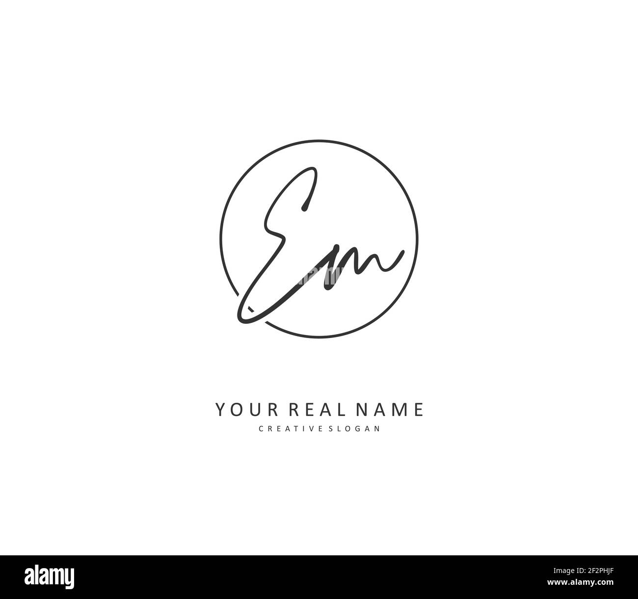 E M EM Anfangsbuchstabenhandschrift und Signaturlogo. Ein Konzept handschriftlich Initiallogo mit Template-Element. Stock Vektor