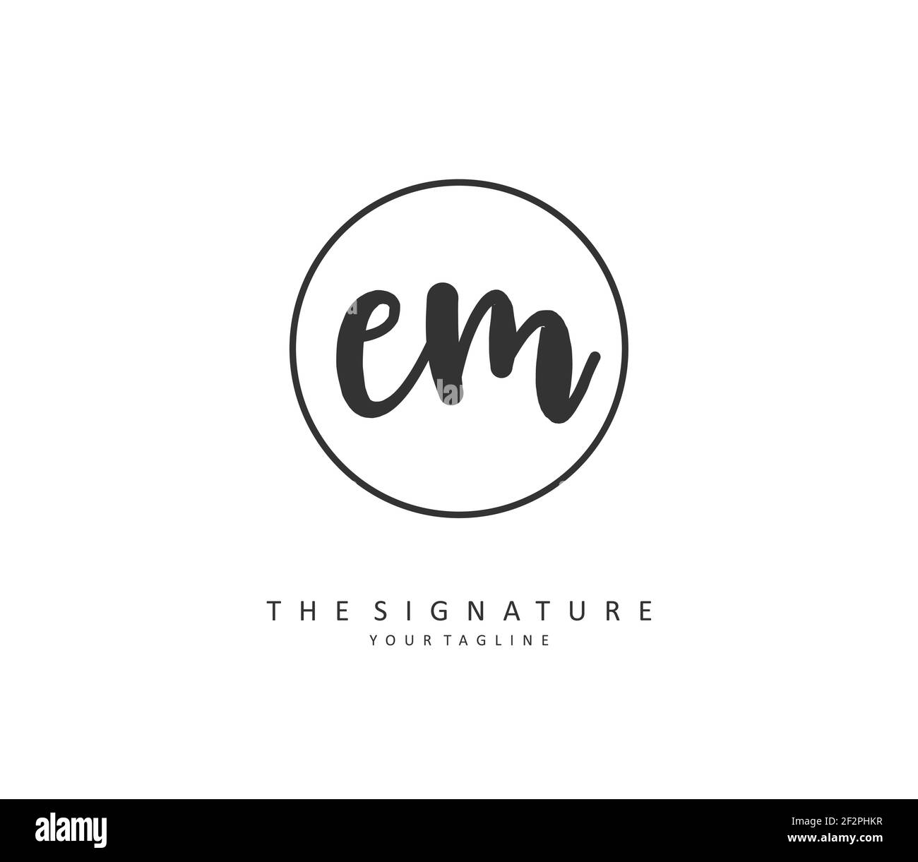 E M EM Anfangsbuchstabenhandschrift und Signaturlogo. Ein Konzept handschriftlich Initiallogo mit Template-Element. Stock Vektor