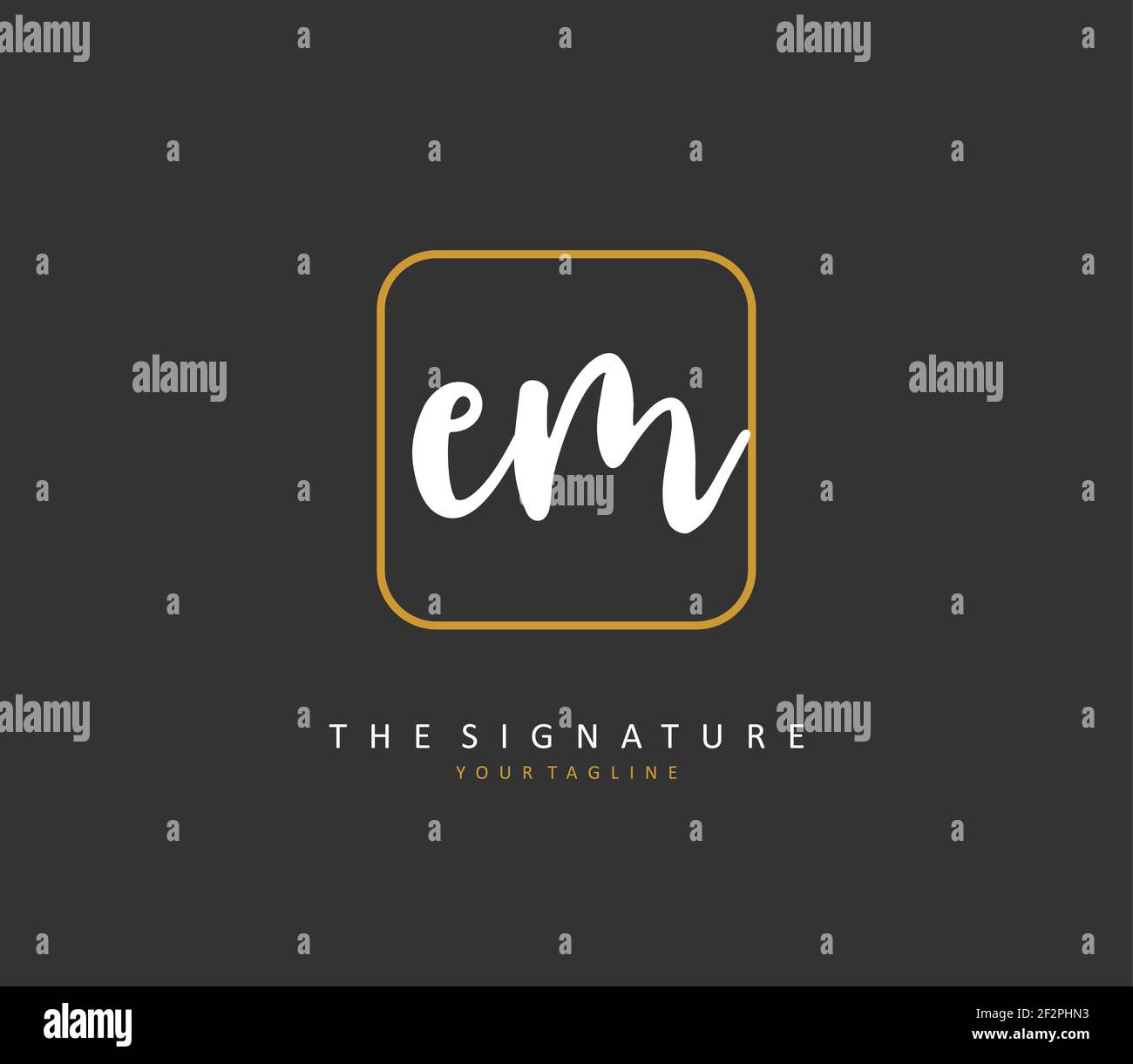 E M EM Anfangsbuchstabenhandschrift und Signaturlogo. Ein Konzept handschriftlich Initiallogo mit Template-Element. Stock Vektor