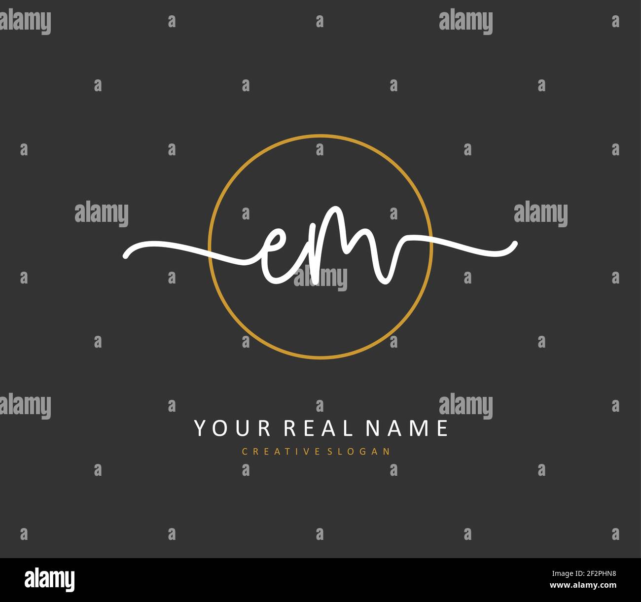 E M EM Anfangsbuchstabenhandschrift und Signaturlogo. Ein Konzept handschriftlich Initiallogo mit Template-Element. Stock Vektor