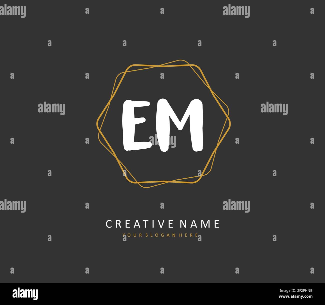 E M EM Anfangsbuchstabenhandschrift und Signaturlogo. Ein Konzept handschriftlich Initiallogo mit Template-Element. Stock Vektor