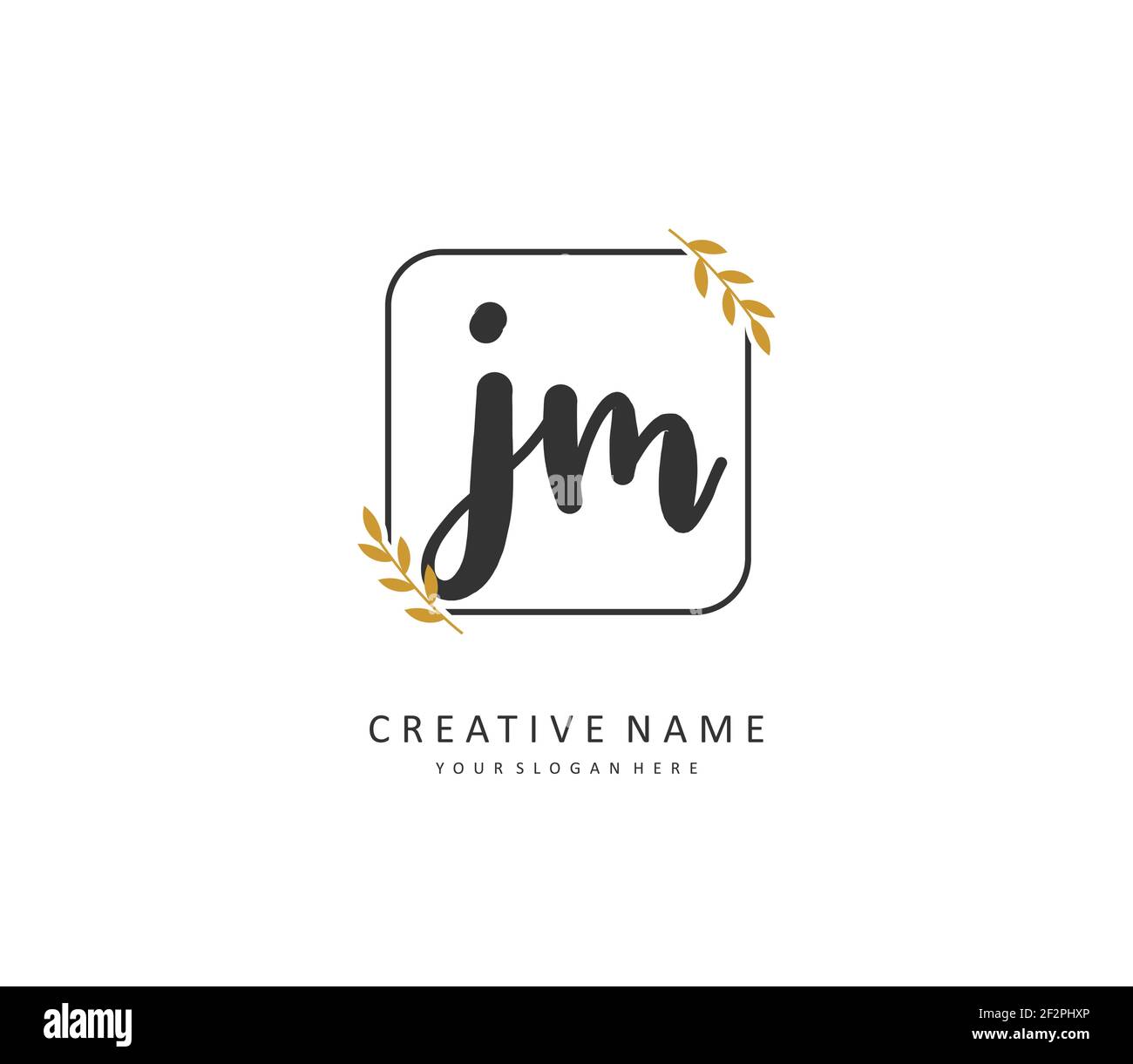 J M JM Anfangsbuchstabenhandschrift und Signaturlogo. Ein Konzept handschriftlich Initiallogo mit Template-Element. Stock Vektor