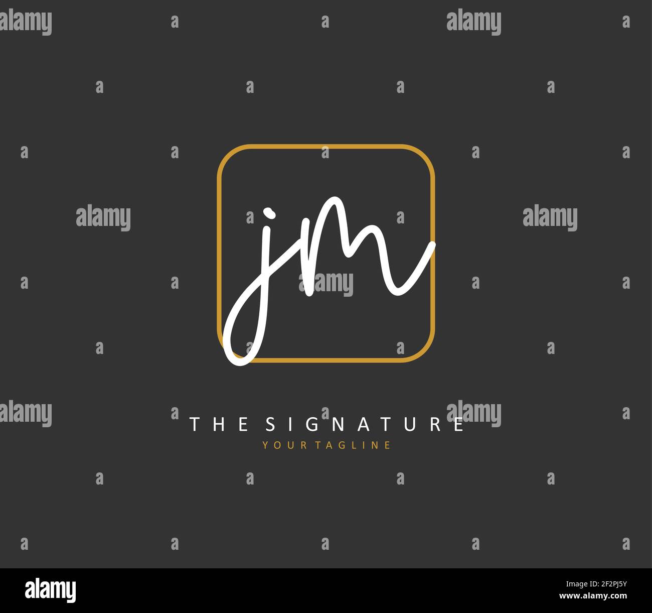 J M JM Anfangsbuchstabenhandschrift und Signaturlogo. Ein Konzept handschriftlich Initiallogo mit Template-Element. Stock Vektor