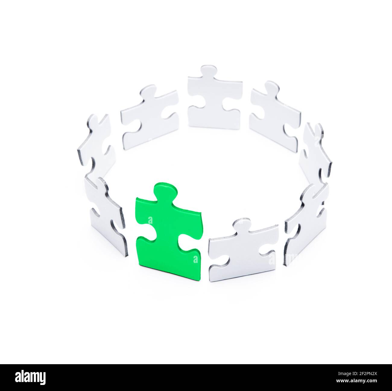 Puzzleteile in einem Kreis angeordnet Stockfoto