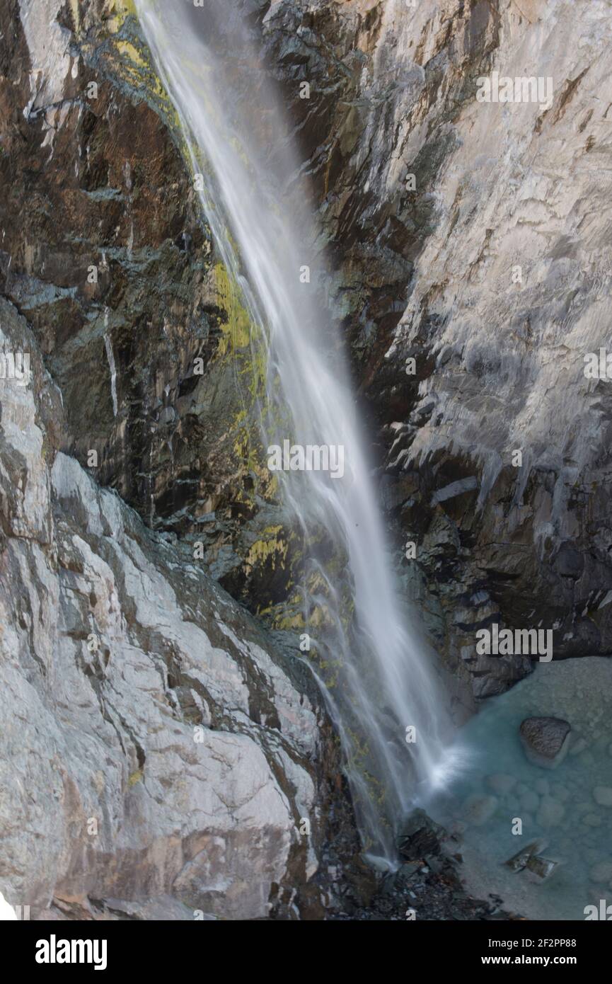 Bear Creek Falls entlang des Million Dollar Highway in der Nähe von Ouray, Colorado, USA Stockfoto
