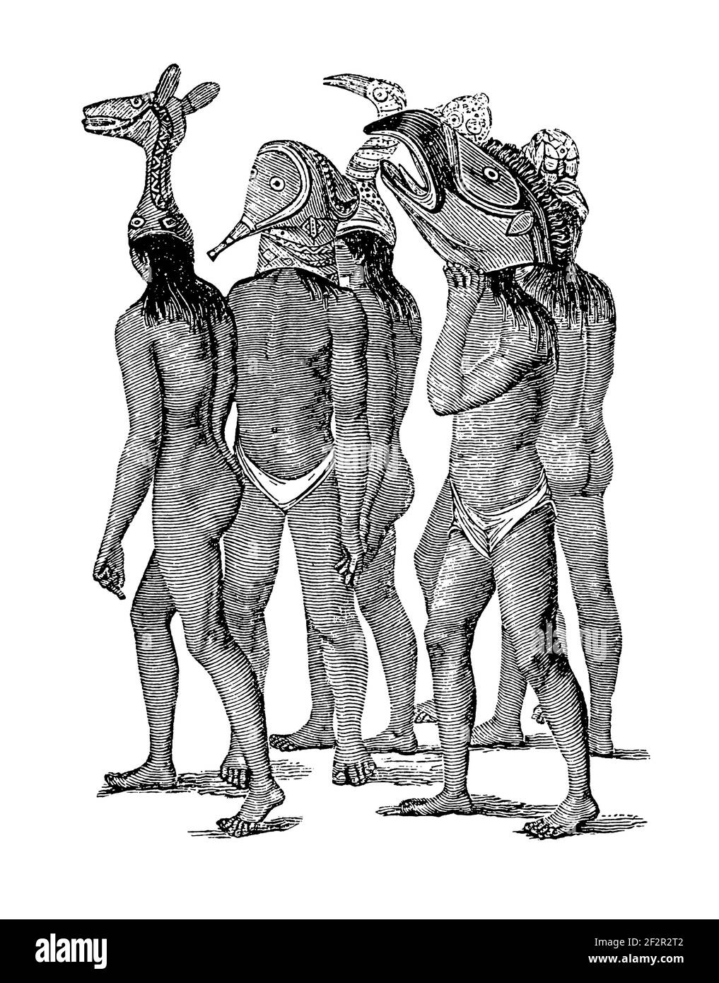 Stich aus dem 19th. Jahrhundert von Ticuna. Illustration erschienen in Systematischer Bilder-Atlas zum Conversations-Lexikon, Ikonographische Encyklopedi Stockfoto