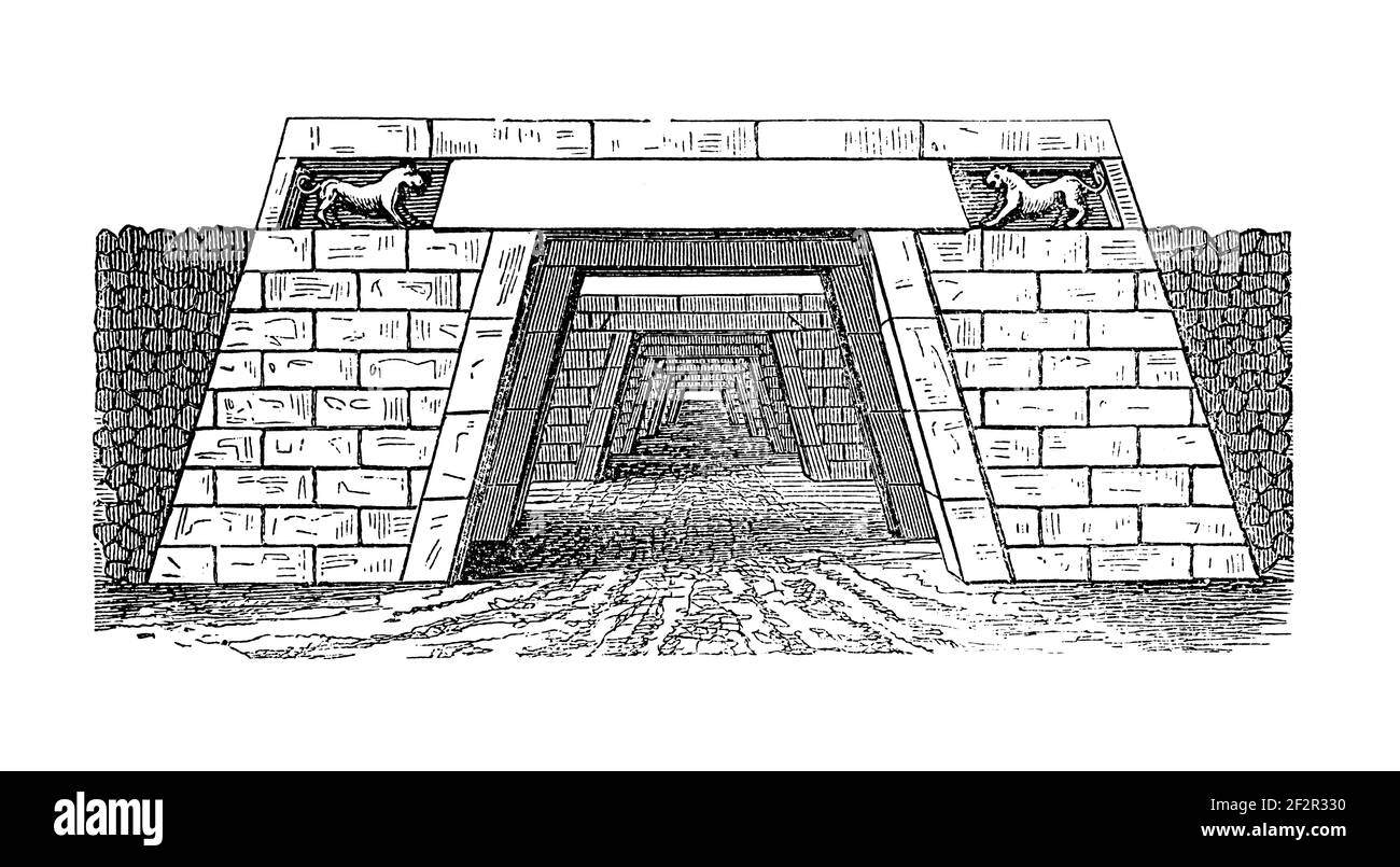 Antike Gravur eines Inka-Palastes aus dem 19th. Jahrhundert. Illustration erschienen in Systematischer Bilder-Atlas zum Conversations-Lexikon, Ikonographische Enc Stockfoto
