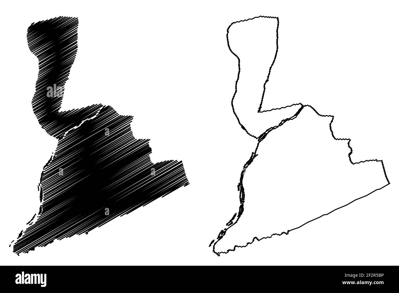 Northumberland County, Commonwealth of Pennsylvania (U.S. County, United States of America, USA, U.S., US) Kartenvektordarstellung, Scribble-Skizze Nein Stock Vektor
