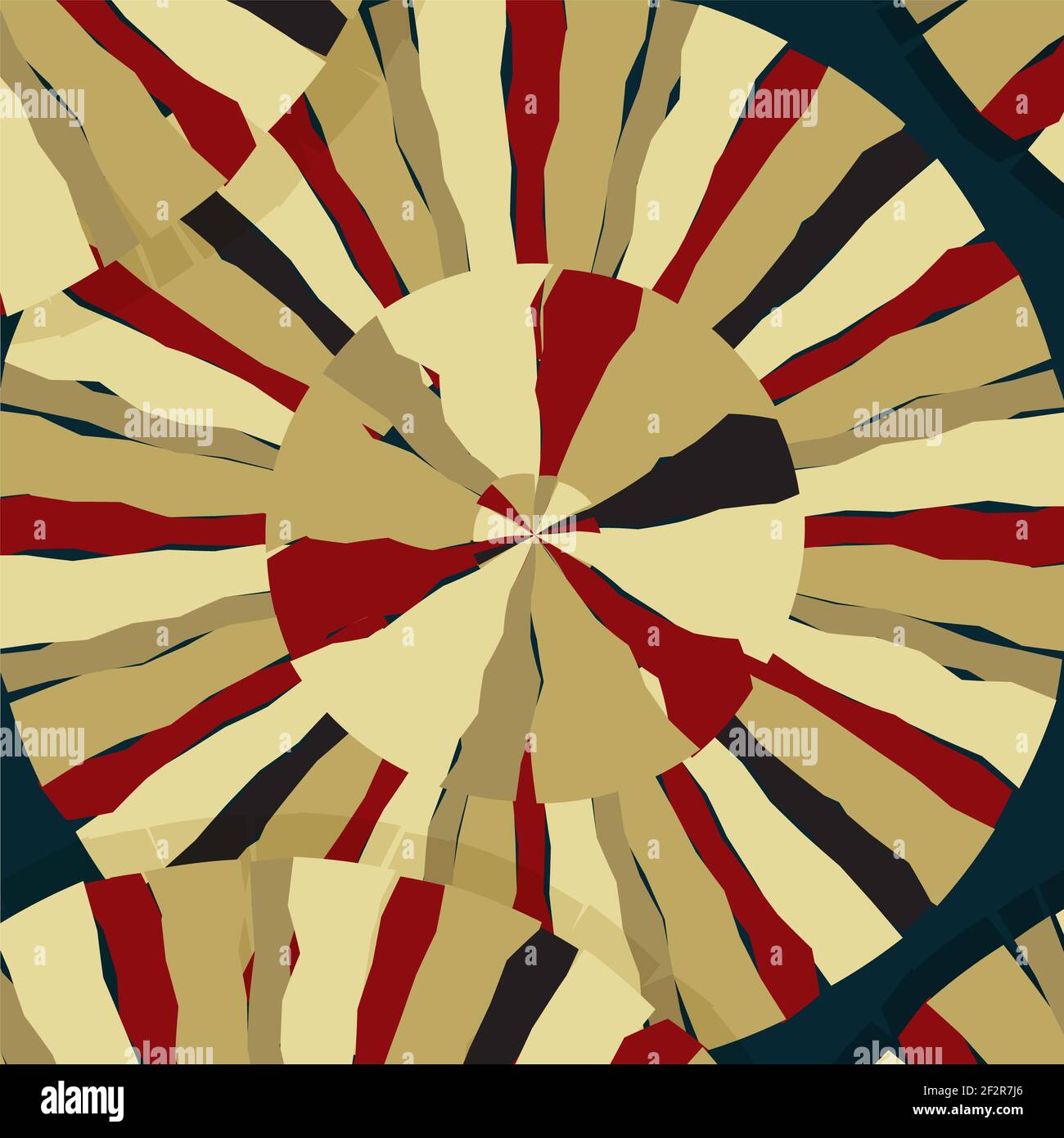 Skurrile abstrakte Muster mit bunten Linien für Schal. Ornament mit roten und verschiedenen Schattierungen von beigen Bändern auf navy Hintergrund.Bunt Stockfoto