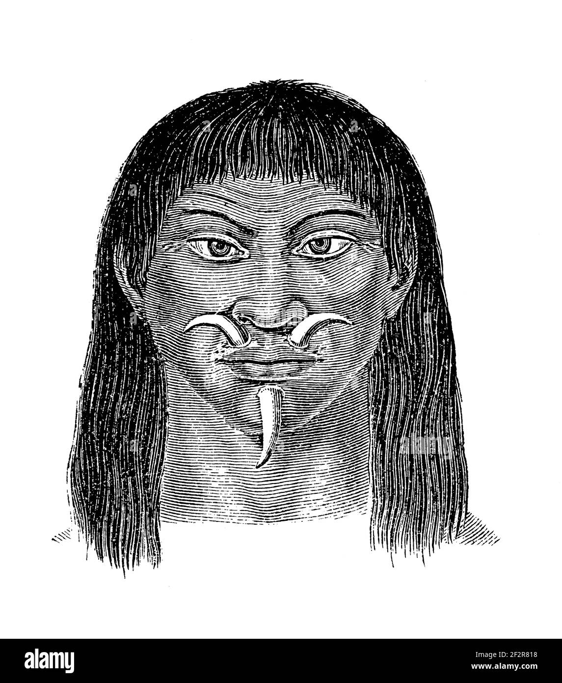 Antike Gravur eines Mura-Mannes aus dem 19th. Jahrhundert. Illustration erschienen in Systematischer Bilder-Atlas zum Conversations-Lexikon, Ikonographische Encyklo Stockfoto