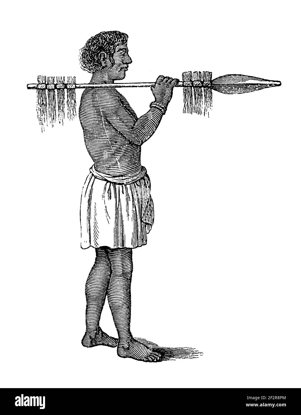 Antike Illustration von Payaguas. Stich veröffentlicht in Systematischer Bilder-Atlas zum Conversations-Lexikon, Ikonographische Encyklopedie der Wiss Stockfoto