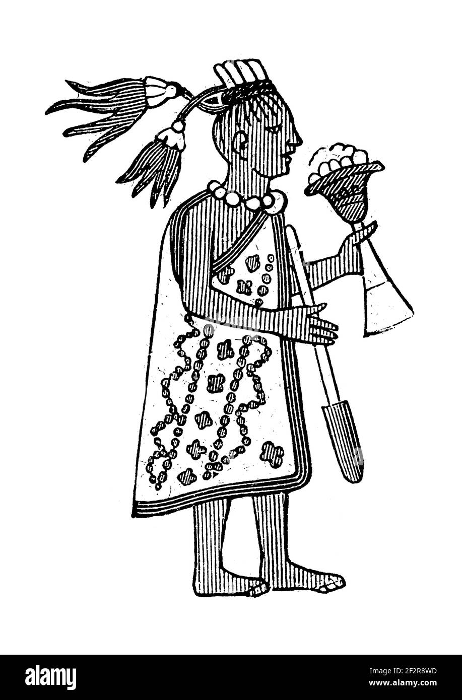 Antiker 19th-Jahrhundert Stich von Moctezuma II, Herrscher von Tenochtitlan. Illustration erschienen im Systematischen Bilder-Atlas zum Conversations-Lexikon Stockfoto