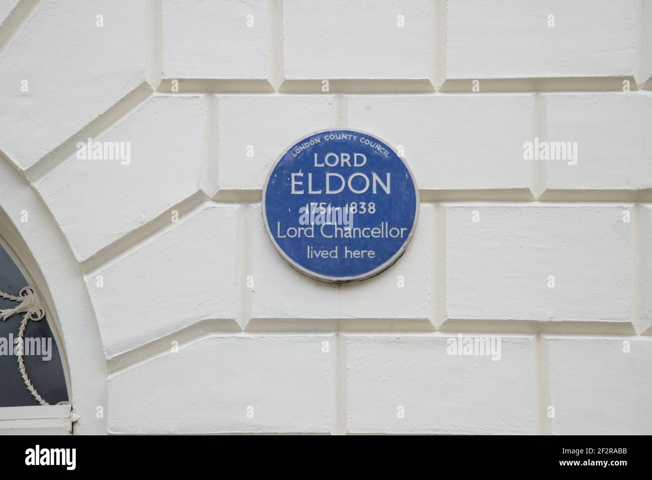 Lord Eldon Blue Plaque 6 Bedford Square Stockfoto