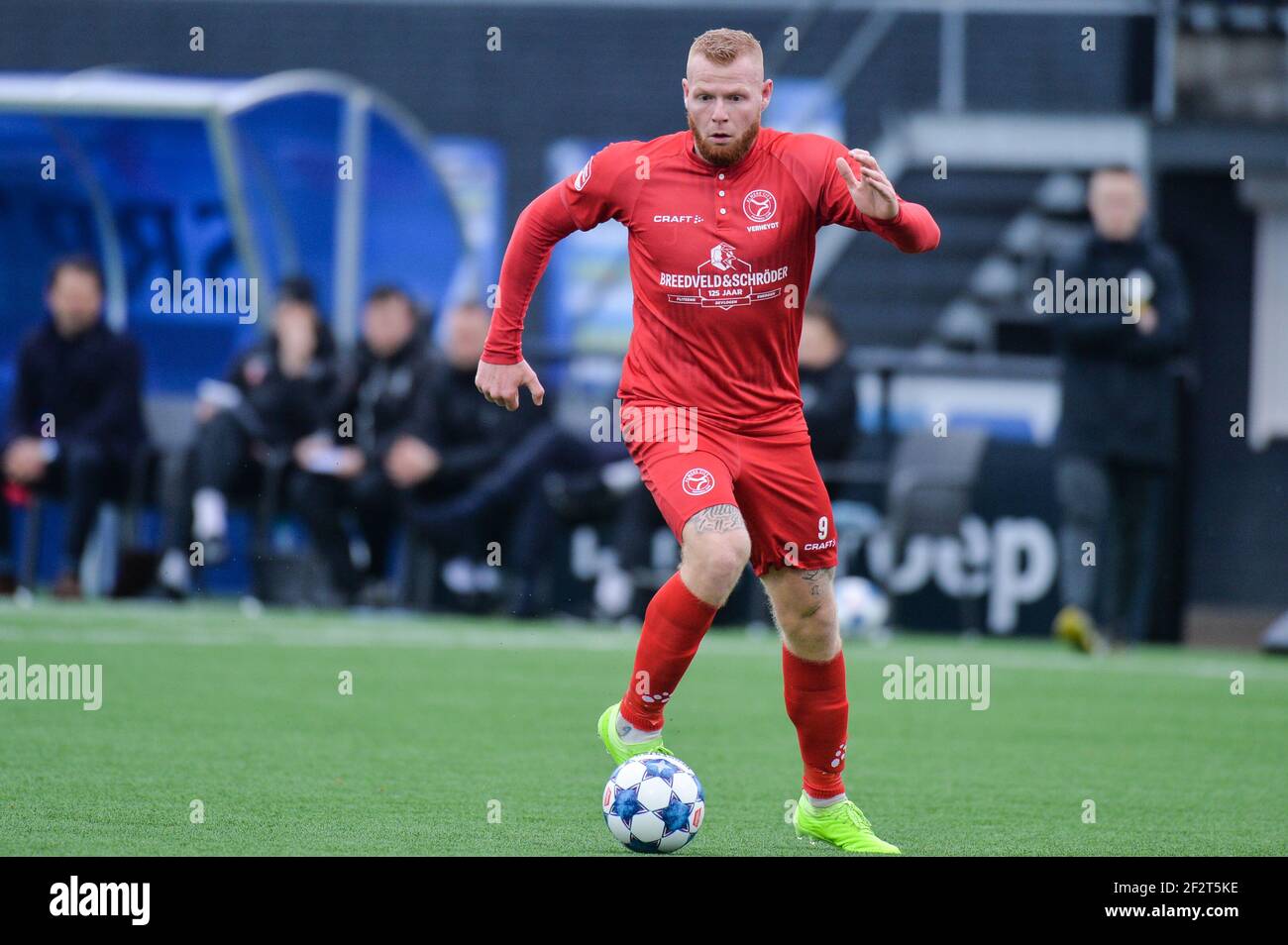 EINDHOVEN, NIEDERLANDE - MÄRZ 12: Thomas Verheydt von Almere City FC während des niederländischen Keukenkampioendivision-Spiels zwischen FC Eindhoven und Almere Cit Stockfoto