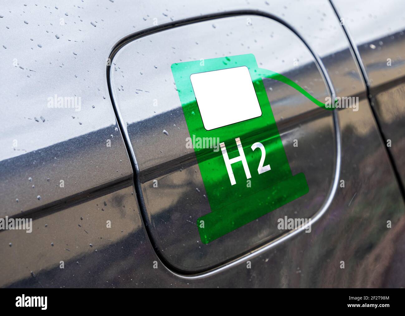 Symbol für Tankdeckel für H2 Wasserstoff Stockfoto