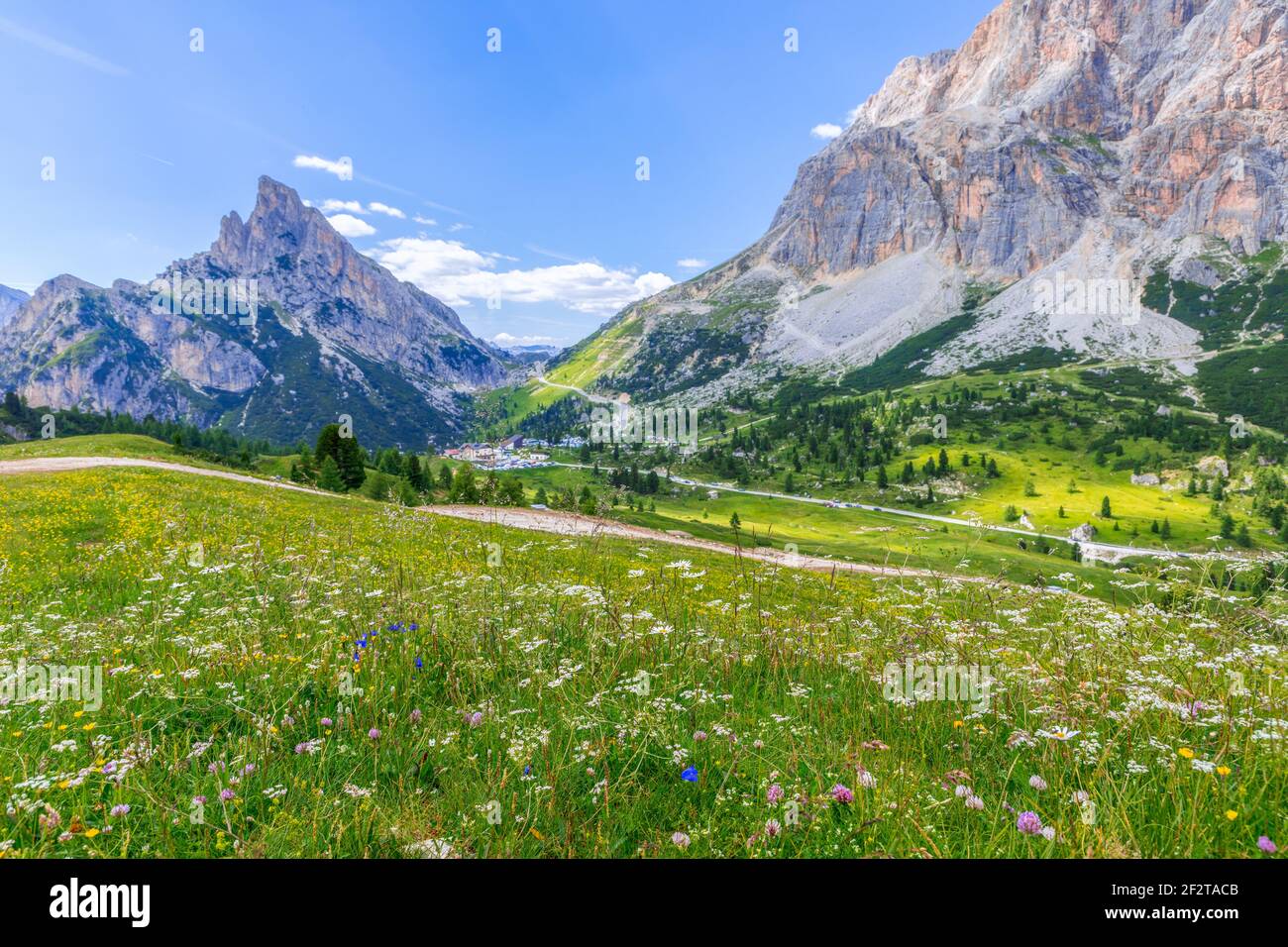 Schöne Aussicht auf die Dolomiten am Valparola Pass, Provinz Belluno, Italienische Alpen Stockfoto