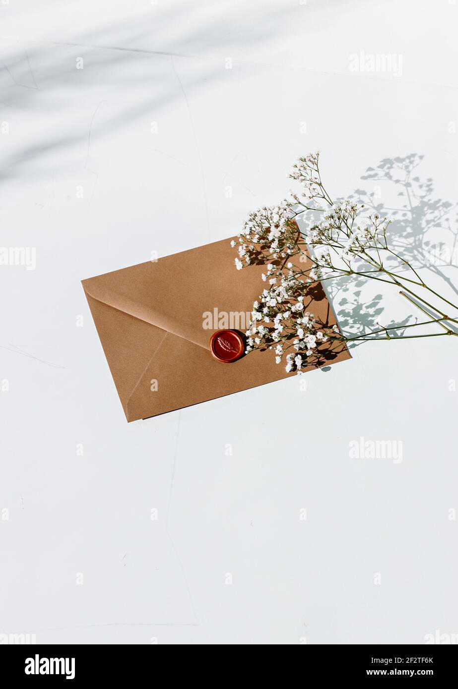 Braun umhüllen flache Lay für Hochzeit, Geburtstag, Business-Einladung schöne Papeterie für Instagram oder digitale Marketing-Geschäft Stockfoto