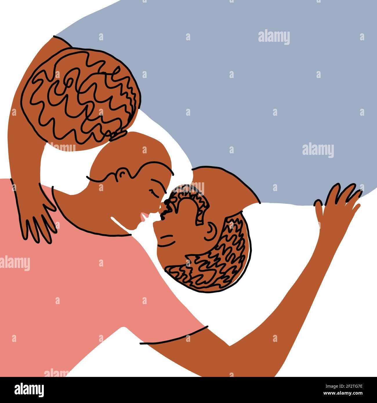 Nettes afrikanisches heterosexuelles Paar. Isolierte romantische Illustration Menschen in der Liebe, Beziehung, Kuss. Flacher Vektor des Valentinstag. Männlich und weiblich c Stock Vektor