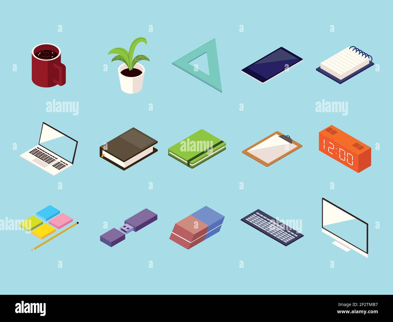 Symbole für Zubehör für das Büro Stock Vektor