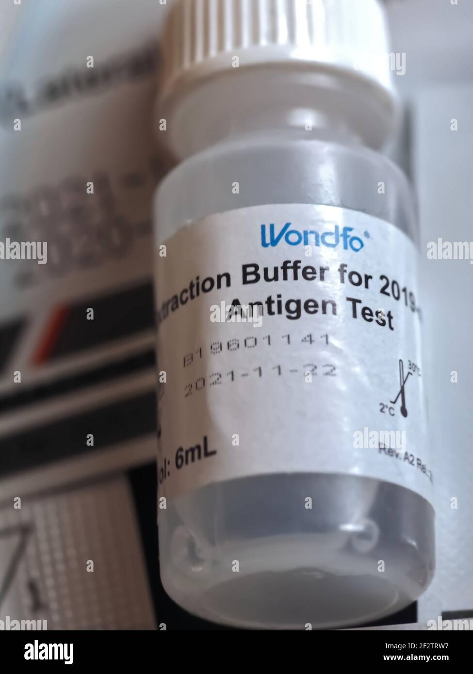 Wondfo Covid-19 oder Corona Antigen Test für schnelle Tests Stockfoto