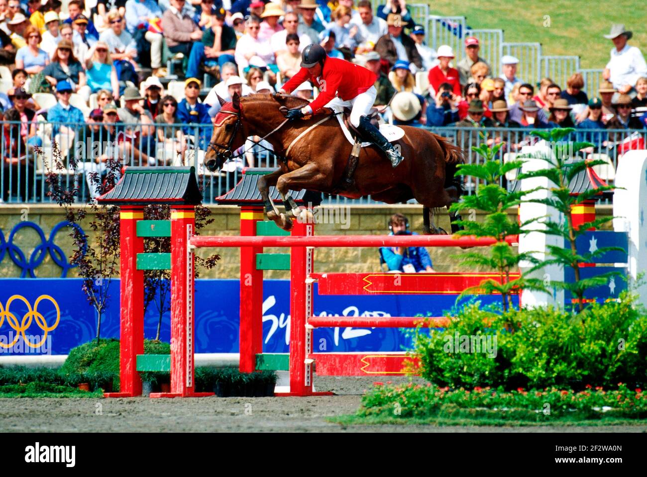 Olympische Spiele, Sydney, September 2000, John Pearce (CAN) Reiten Vagabond Stockfoto