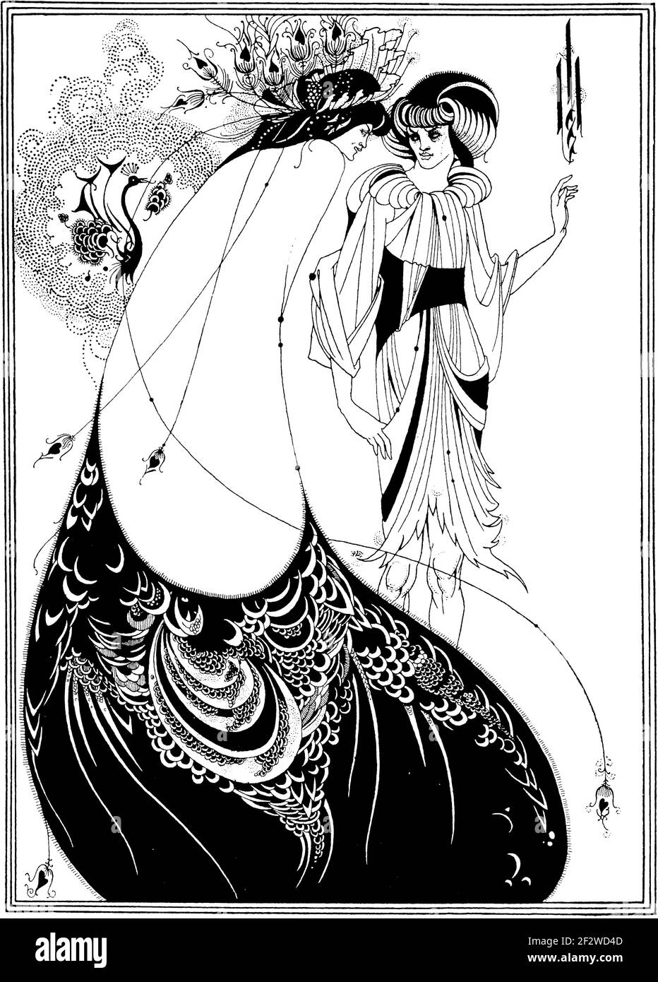 Aubrey Beardsley. Zeichnung mit dem Titel 'The Peacock Skirt' von Aubrey Vincent Beardsley (1872-1898), Illustration für Oscar Wildes Stück Salomé, 1892 Stockfoto