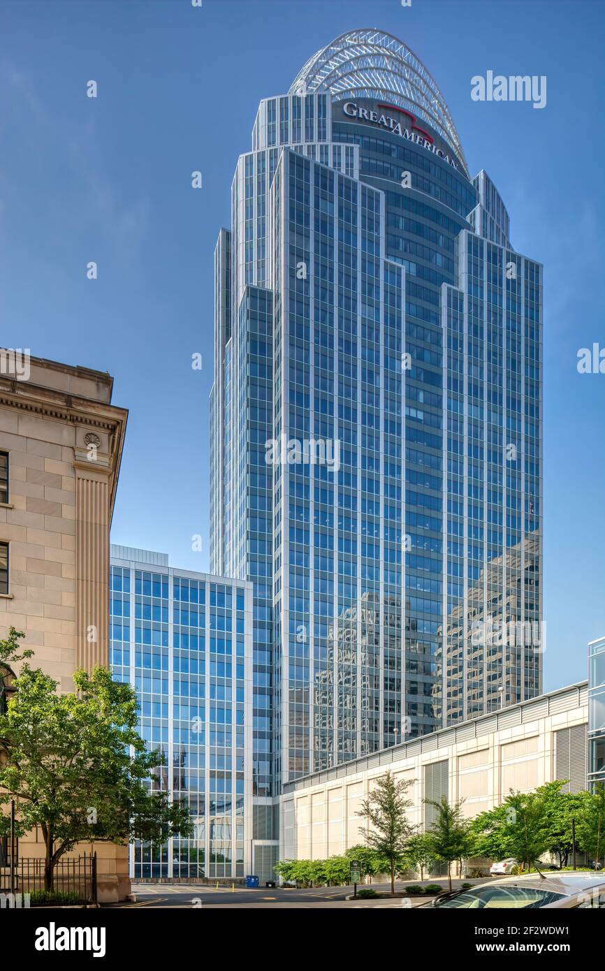 Der Great American Tower am Queen City Square dominiert die Skyline von Cincinnati, deren Krone von der Tiara von Prinzessin Diana inspiriert ist. Stockfoto