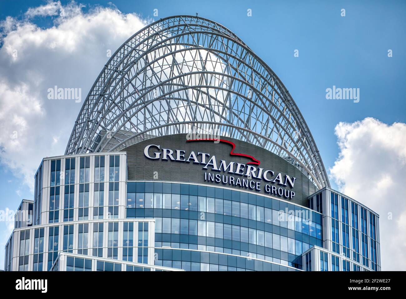 Der Great American Tower am Queen City Square dominiert die Skyline von Cincinnati, deren Krone von der Tiara von Prinzessin Diana inspiriert ist. Stockfoto