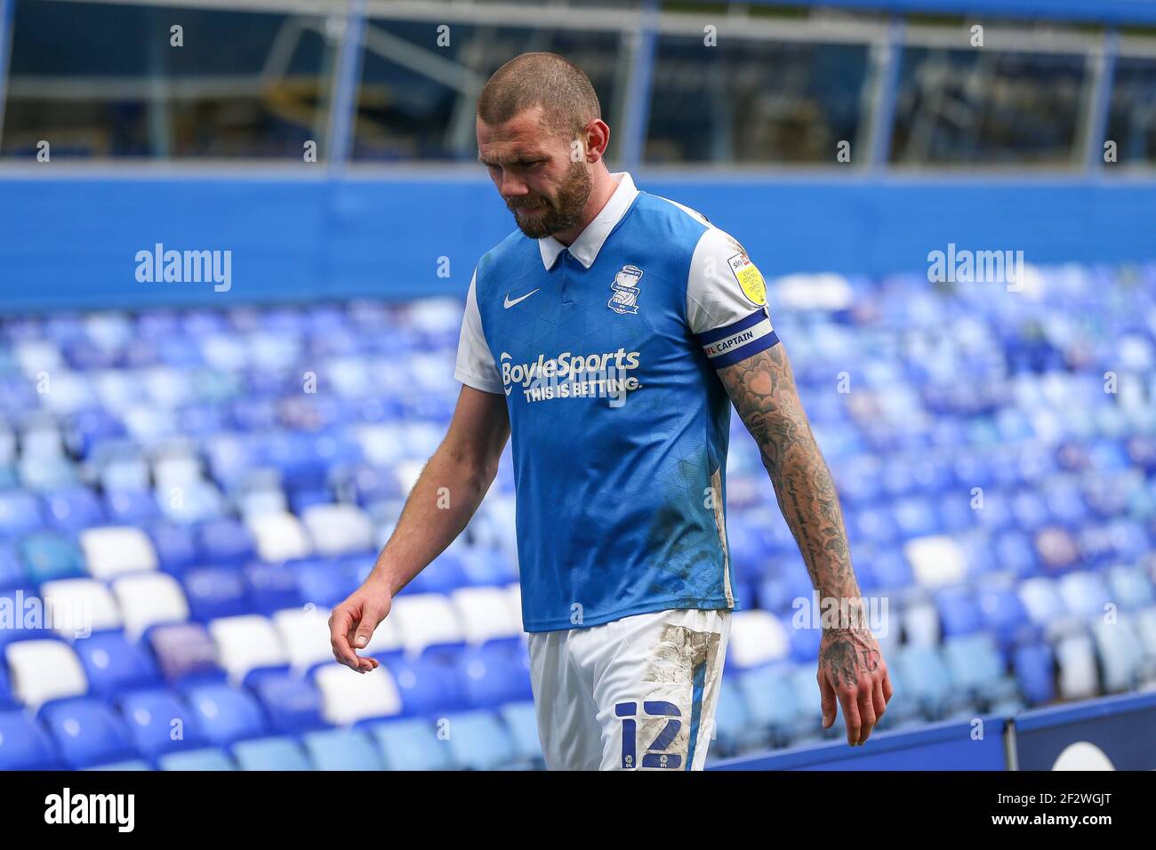 Birmingham, Großbritannien. März 2021, 13th. Harlee Dean #12 von Birmingham City nach einer Heimniederlage von 3-0 gegen Bristol City in Birmingham, UK am 3/13/2021. (Foto von Simon Bissett/News Images/Sipa USA) Quelle: SIPA USA/Alamy Live News Stockfoto