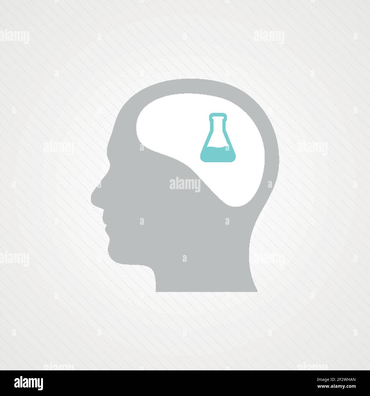 Kopf und Reagenzglas. Konzept der Chemie, Wissenschaft, Pharmazie. Vektor-Illustration, flaches Design Stock Vektor