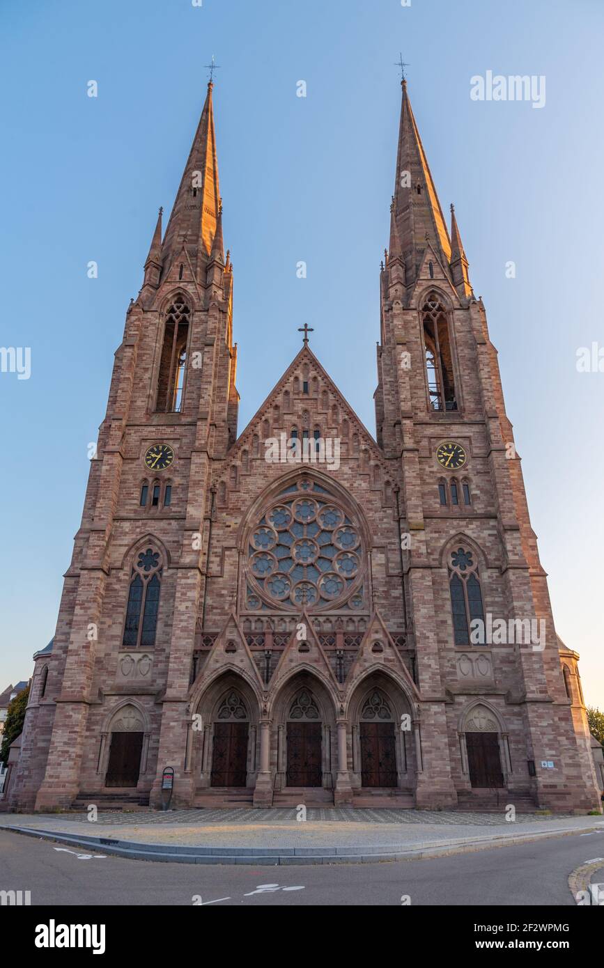 Ansicht der St. Paul's Kirche in Straßburg, Frankreich Stockfoto