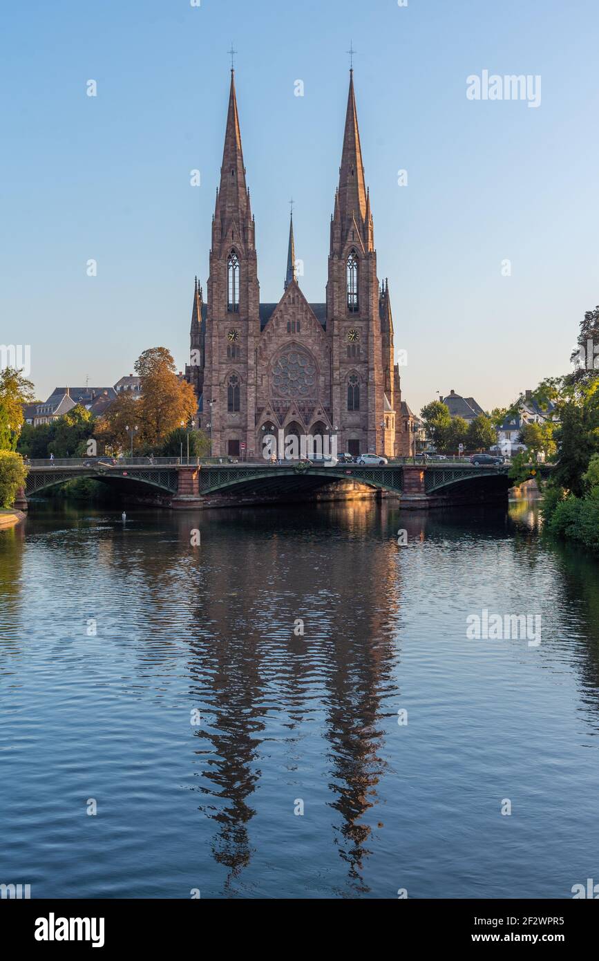 Ansicht der St. Paul's Kirche in Straßburg, Frankreich Stockfoto