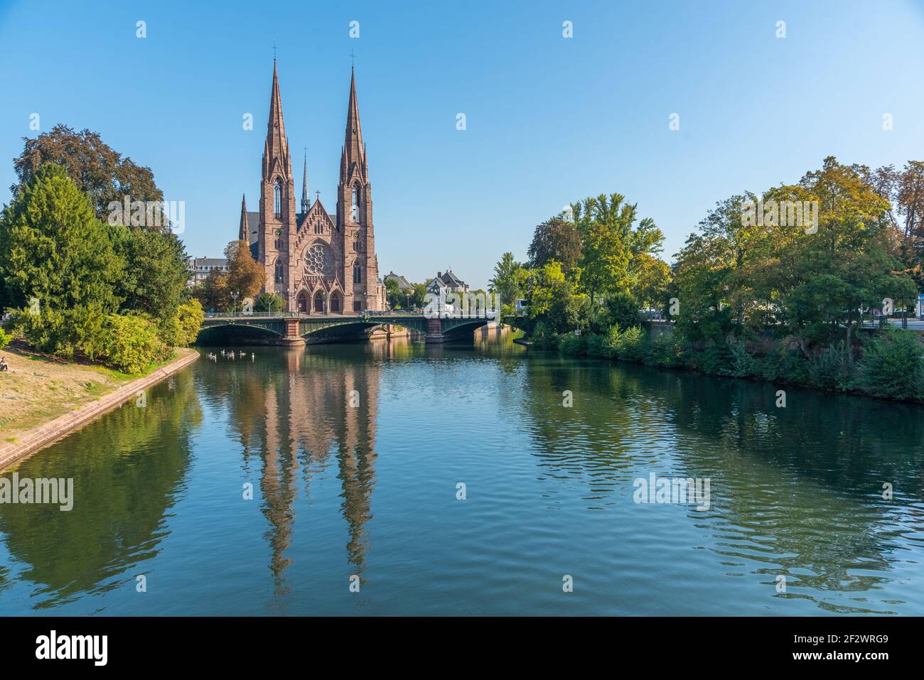 Ansicht der St. Paul's Kirche in Straßburg, Frankreich Stockfoto