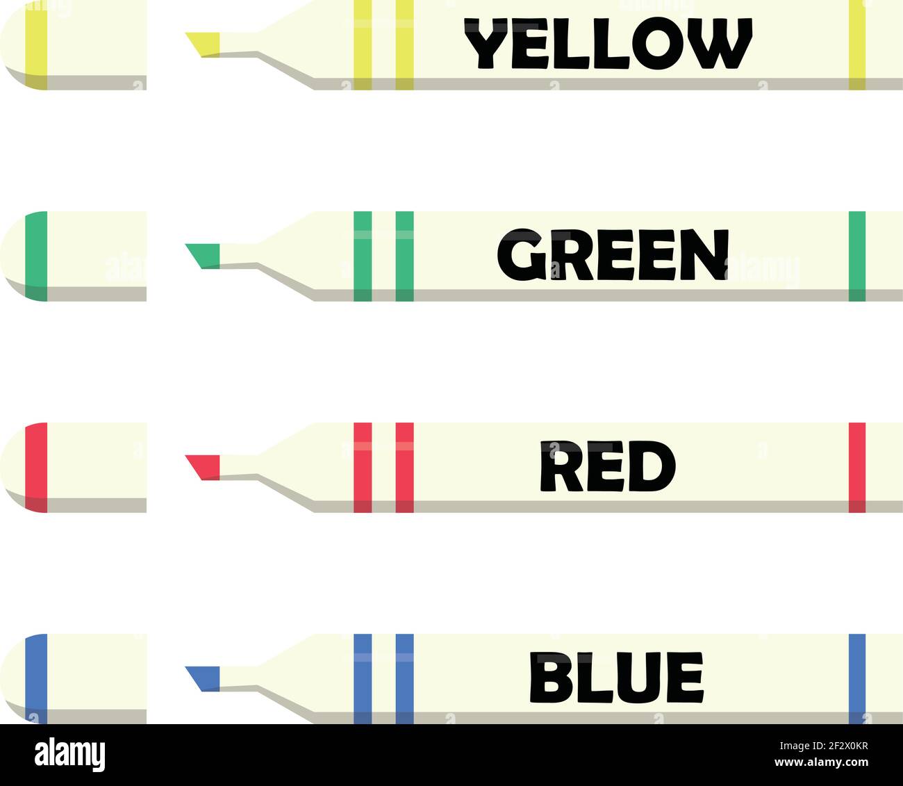 Vier Marker in flachem Design Stock Vektor
