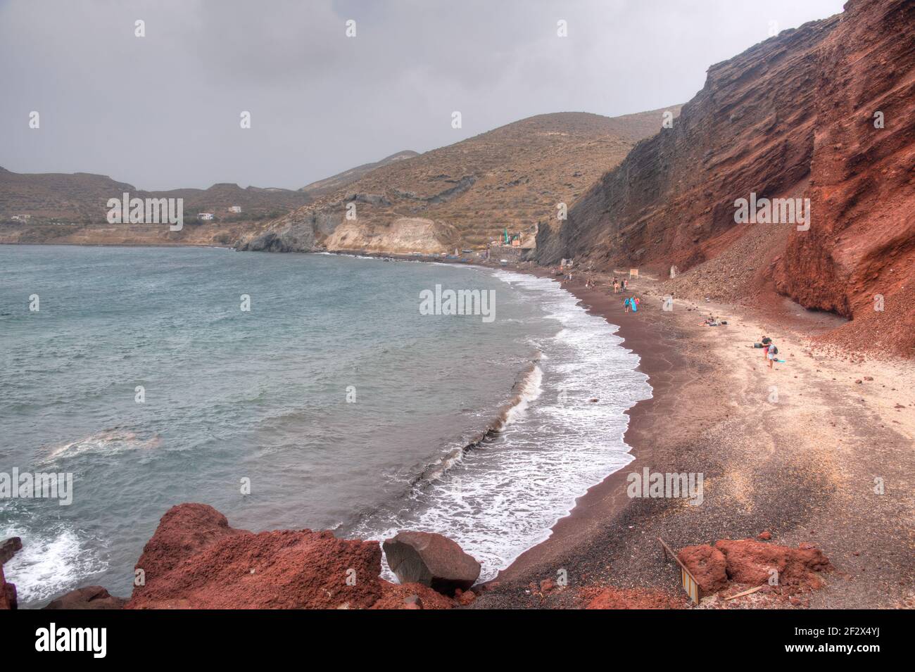 Roter Strand auf Santorini Insel in Griechenland Stockfoto